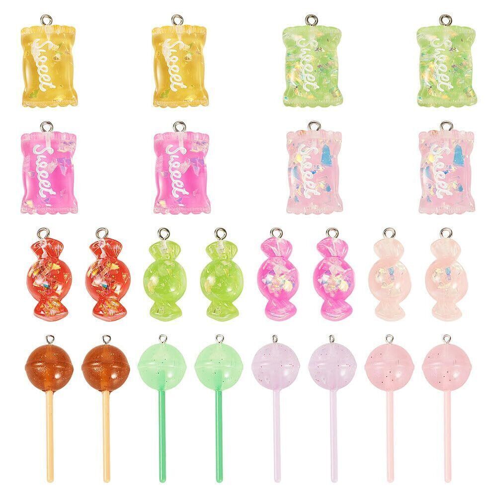 6076 24Pcs Assorted Resin Candy Charms with Loops Cute Kandi Charms